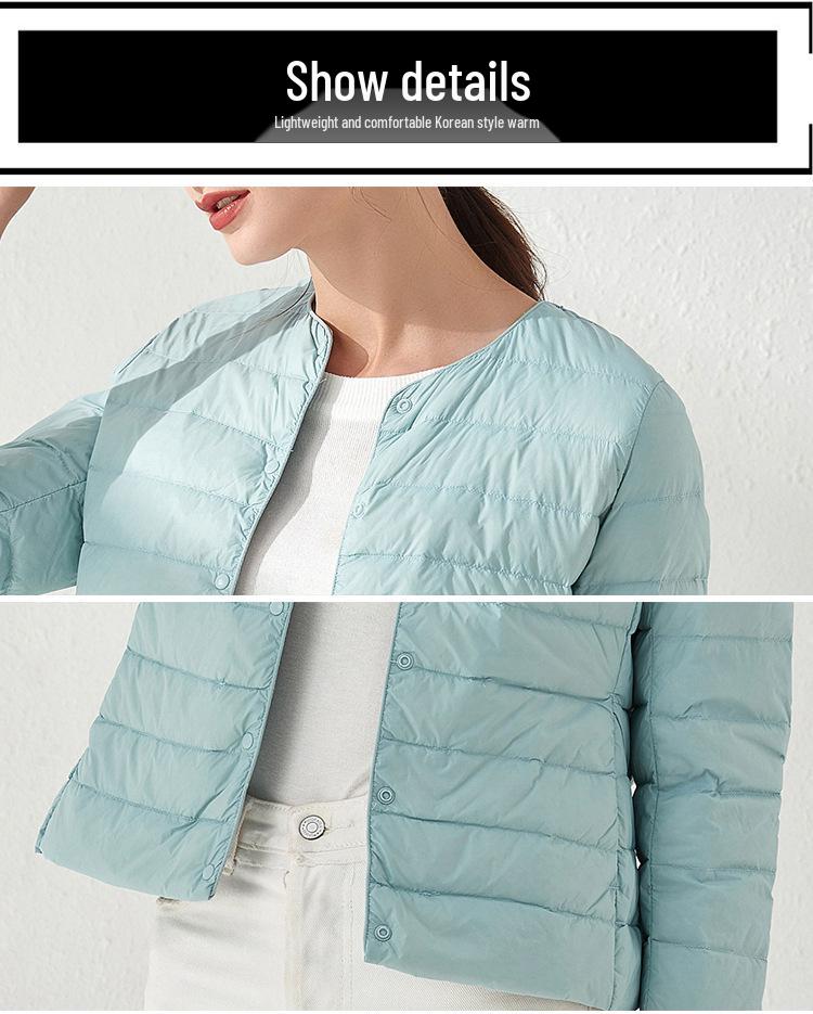 2025 Damen Leichte Kurze Rundhals Daunenjacke - Weiße Entenfüllung & Koreanischer Modestil