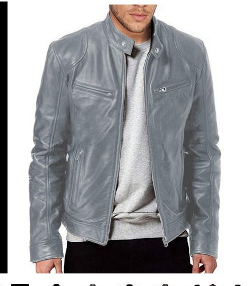 Southern winter warm button fashion domineering locomotive men's multi-pocket PU jacket stand-up neck zipper cardigan leather jacket