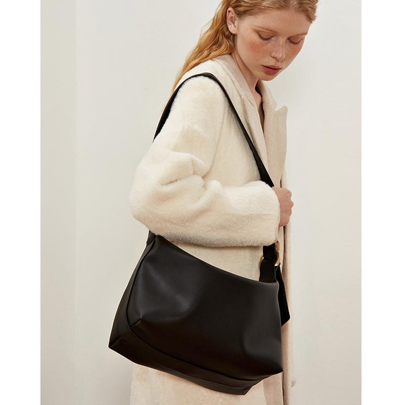 Ielgy High-Quality Retro Bag Large-Capacity One-Shoulder Commuter Soft Leather Cross-Body Tote Bag