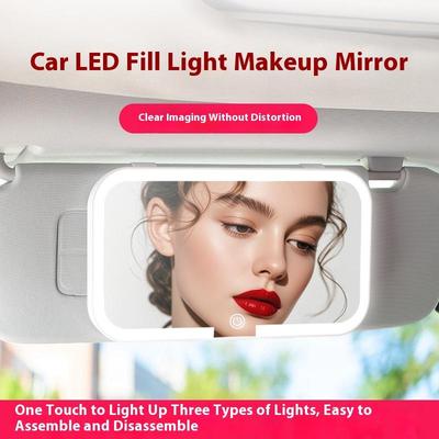 1Pcs Sun Visor Plate Led Hd Makeup Mirror Car Interior Mirrors For Girls Rechargeable Fill Light Universal Thin Vanity Mirror