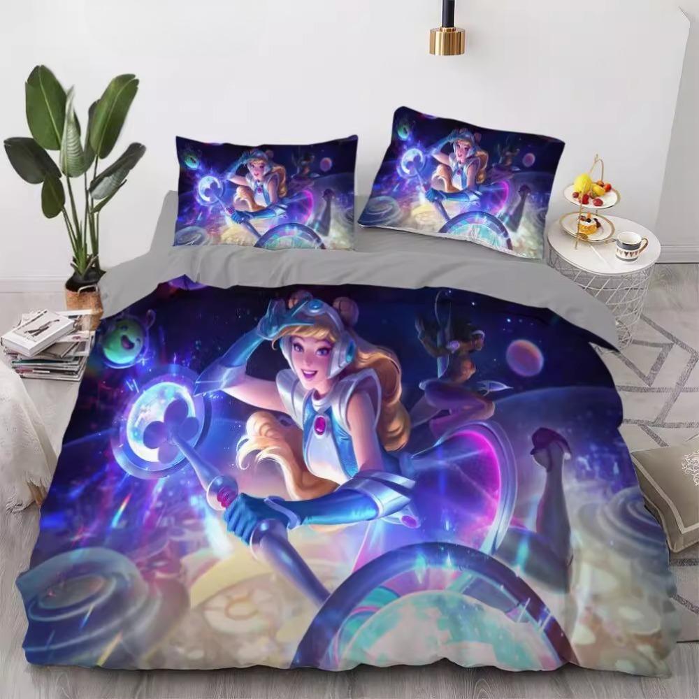 Zestaw pościeli z mikrofibry League of Legends Kołdra puchowa dla dzieci Nastolatków Dorosłych Wzór gry Dekoracja pokoju 3 sztuki