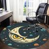 1PC Moon Space Owl Office Round Area Rug, Mat Suitable For Office, Under Office Chairs Bedroom Living Room Home Decor, Room Deco