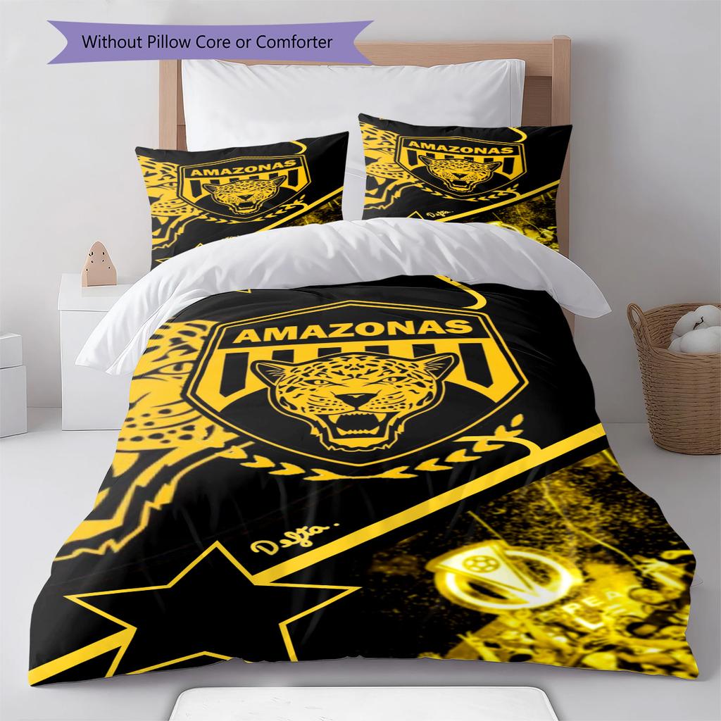 Amazonas FC Logo Muster Bettwäsche Set Bettbezug Kissenbezug Heimdeko Geschenk (1 Bettbezug + 2 Kissenbezüge, ohne Füllung)