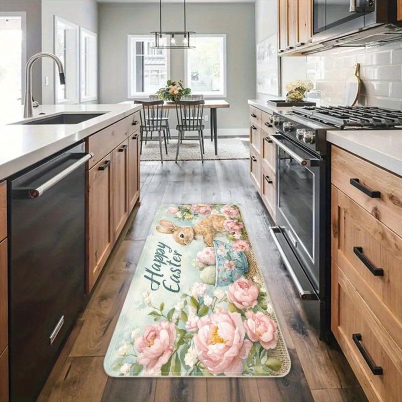 1Pcs Anti Fatigue Kitchen Rugs, Easter Print Waterproof Non-Slip Thick Cushioned Kitchen Mat Heavy Duty Comfort Standing Mat for Kitchen