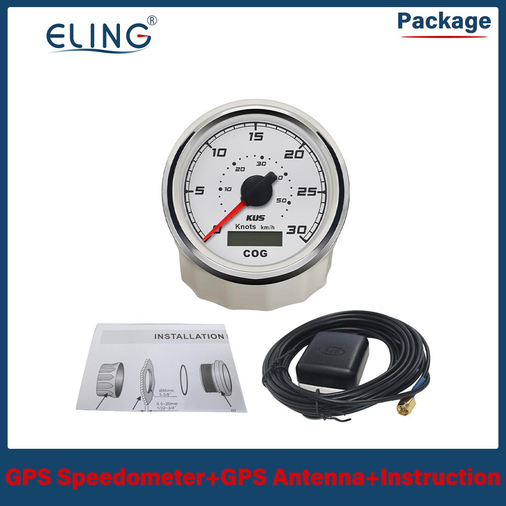 KUS New 85mm 3 3/8" Waterproof Marine Boat Vessels GPS Speedometer 30 knots 60 knots with Red Yellow Backlight