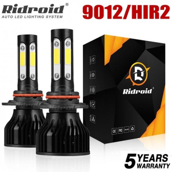 4-sides 9012 LED Headlight Bulbs Kit Hi Low Beam 6500K Super Bright High Power