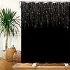 Starry Rain Shower Curtain Black Background White Glittering Lines Waterproof Bath Decor Modern Celestial Bathroom Curtains