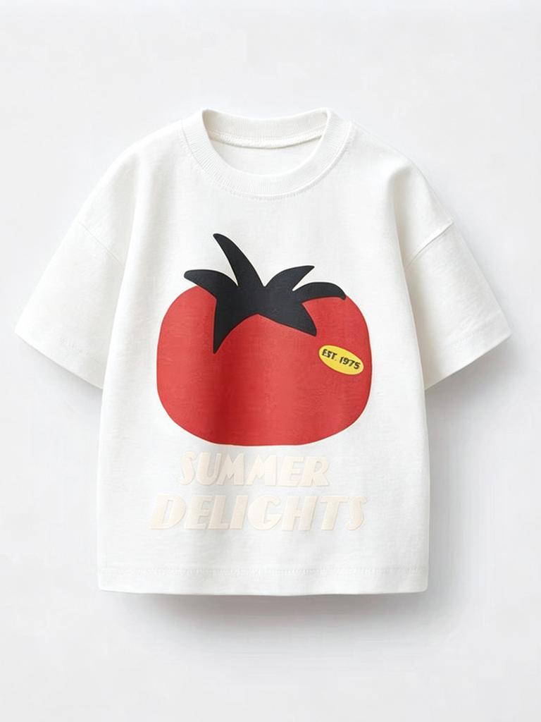 Simple All Match Cotton T Shirt for Kids Boys Girls Round Neck Short Sleeve Loose Fit Cute Casual Summer Top