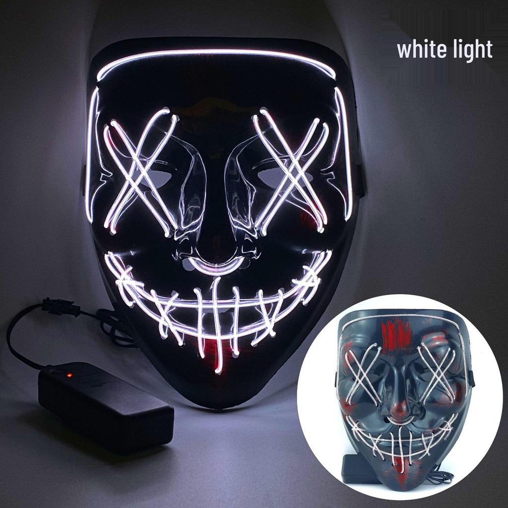 LED Luminous Halloween V for Vendetta Mask - Black Ghost Face Party Prop