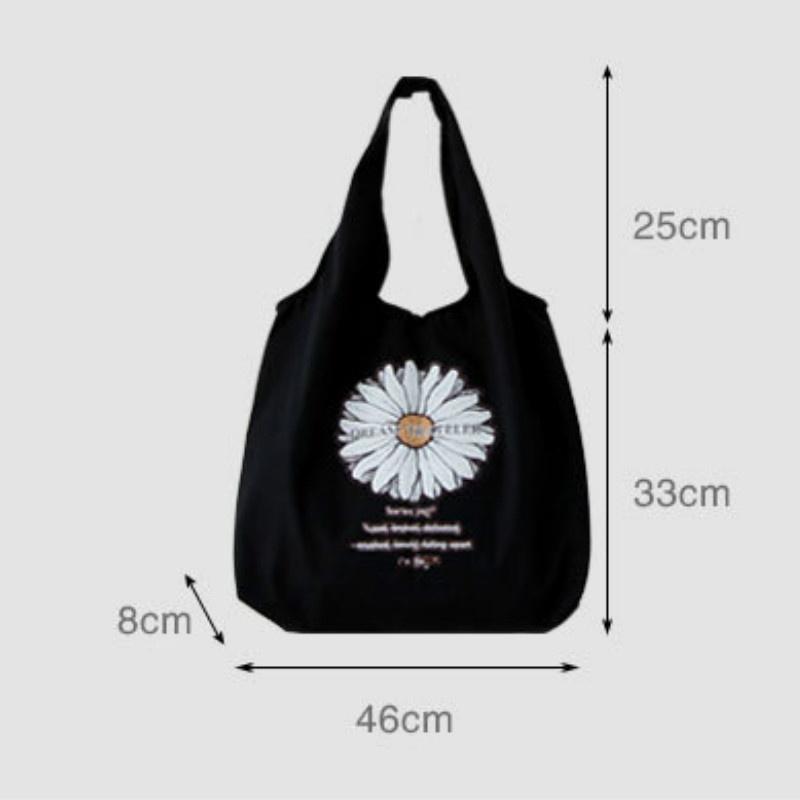 Daisy Canvas Shoulder Bag Student Handbag Women Small Shopping Bag Girl Flowers Casual Tote Bag