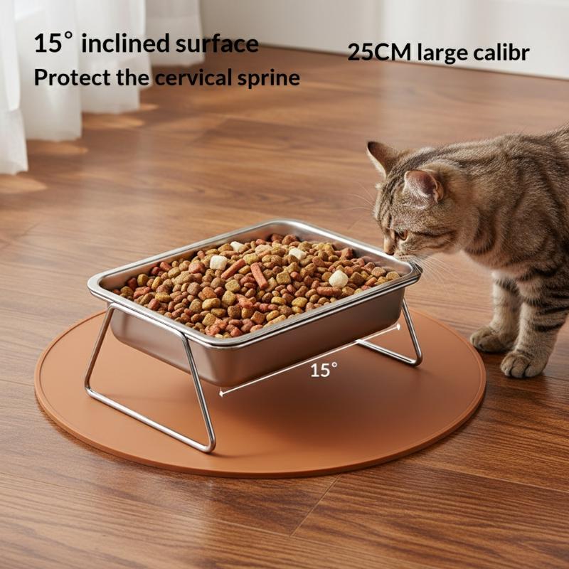 Dog Food Bowl Large Capacity Raised 15 Tilted Neck Protection Feeder for Pet Comfort Feeding