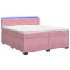 Box Spring Bed with Mattress and LED Pink 140 X 200 Cm Velvet