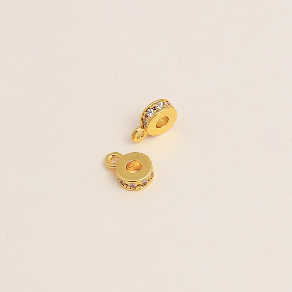 18K Gold-Plated Cubic Zirconia Spacer Beads Pendant and Clasp for DIY Jewelry