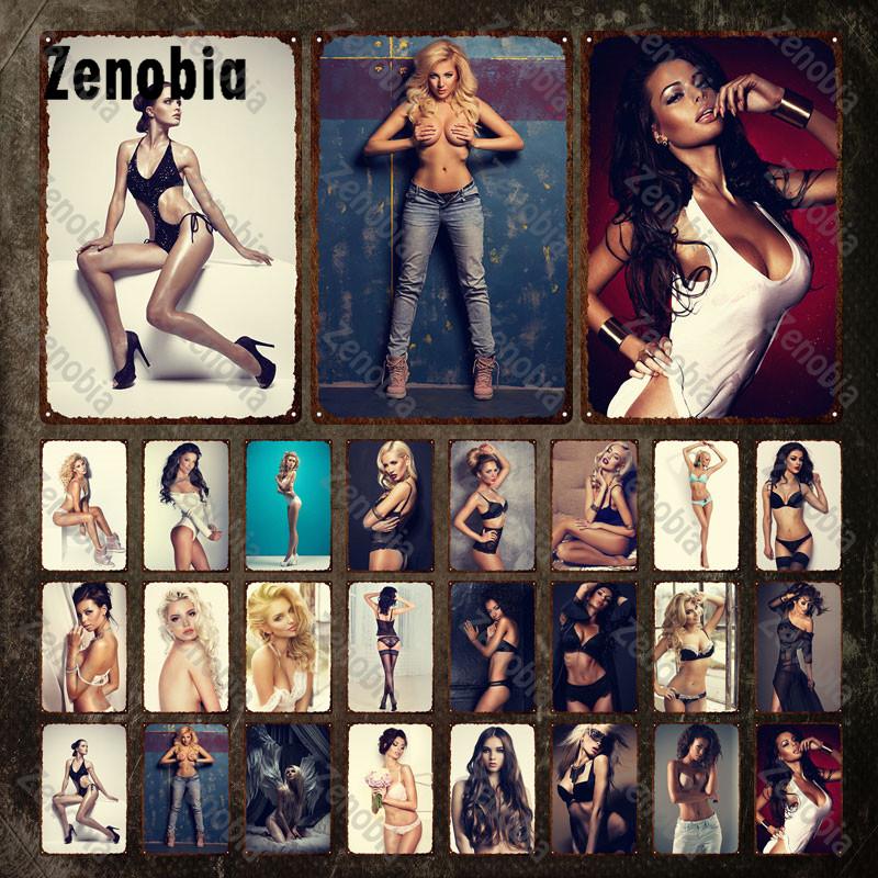 Sexy Metal Poster Angel Wings Girl Metal Signs Dropped Underwear Straps Woman Tin Signs Vintage Plaque for Bar Pub Home Decor