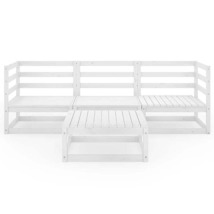 VidaXL Salon de Jardin 4 pcs Ensemble de Meubles d'Extérieur Mobilier de Jardin Meubles de Terrasse Mobilier de Patio Blanc 3075325