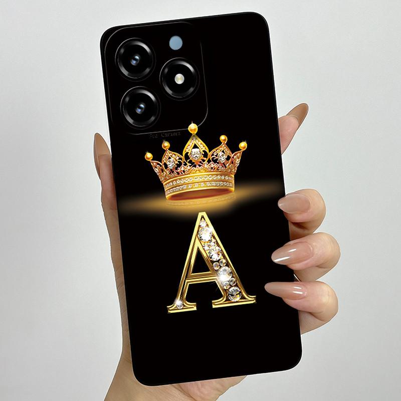 Kronenbuchstaben Handyhülle für OPPO Realme C61 4G 6,74" RMX3939 C 61 C63 Narzo N63 Hülle Quadratisch Flüssigsilikon Weiche Stoßfängerabdeckung