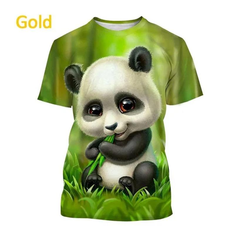 Summer Cute Panda 3D Printed Casual Short Sleeve T-Shirts Women’s