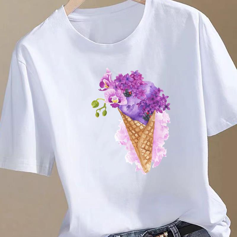 (Asian Size) Trend 90s Lovely Women Fashion Print Female Clothing T Shirt Tee Top Woman Short Sleeve Graphic T-shirts