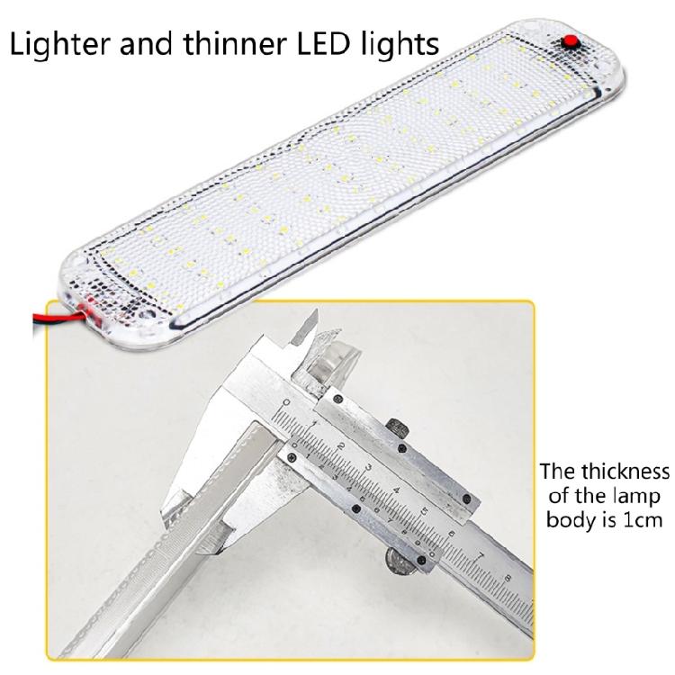 72LED 12-24V Car Reading LED Night Strip Light Ceiling Lamp with On/Off Switch