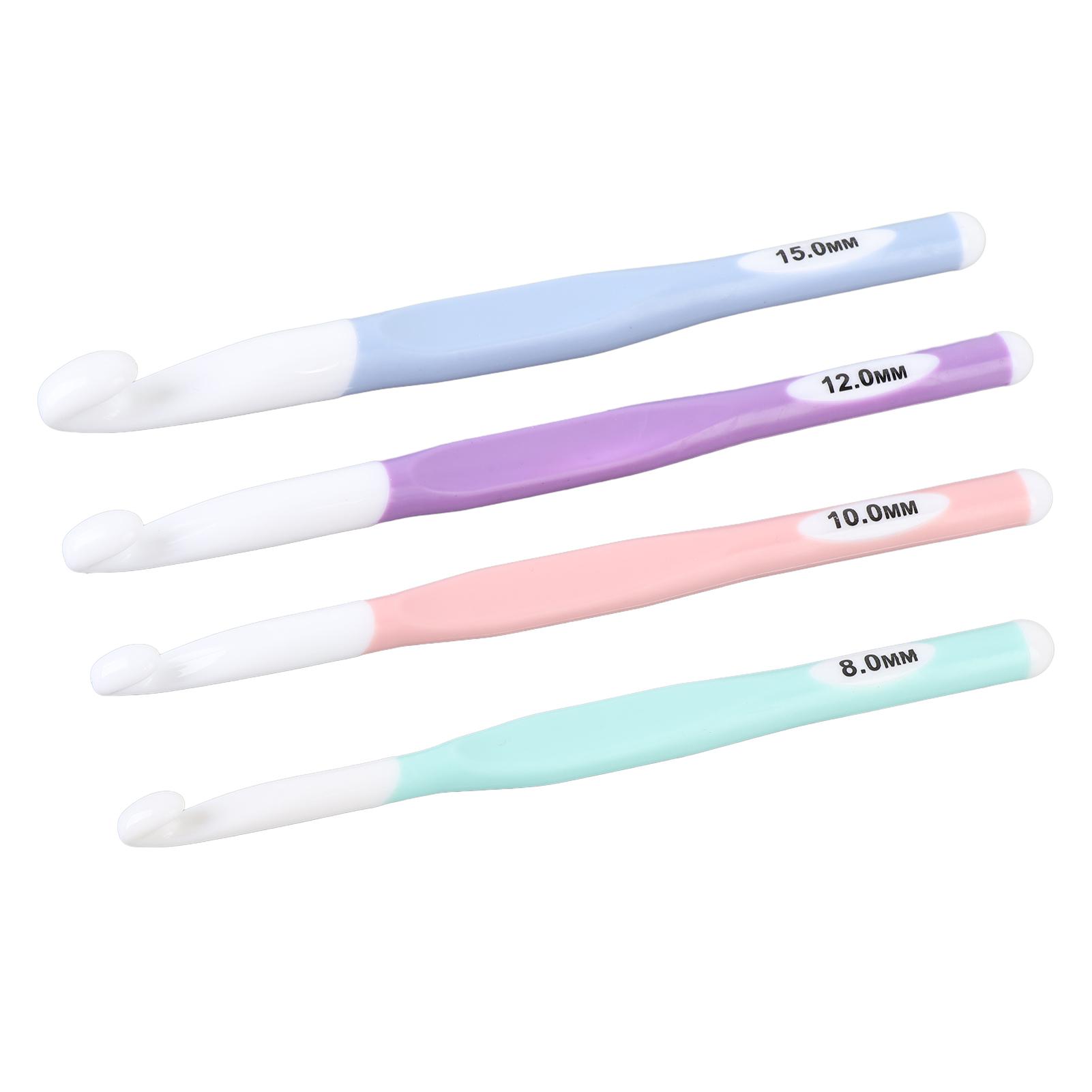 

Набор из 4 крючков для вязания 8 мм 10 мм 12 мм 15 мм, эргономичная ручка из АБС-пластика и ТПР, крючки для вязания ковров