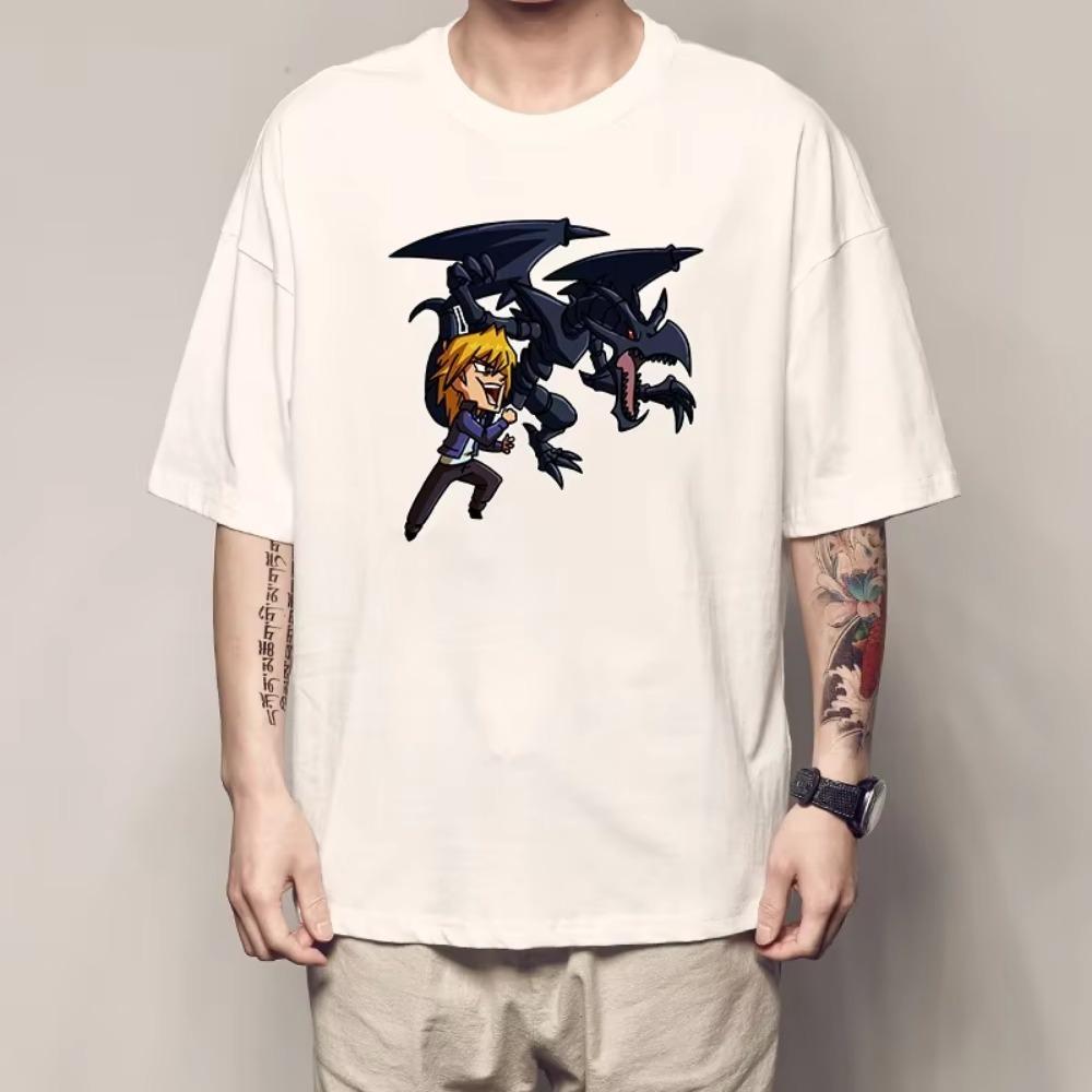 Summer Game King Tee Muto Games Blue Eyes White Dragon Print Men's T-shirt Short Sleeve Dark Mage Clothes Giant Divine Soldiers
