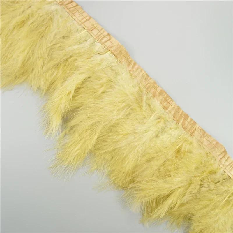 2 Mètres Bordure de Plumes de Marabout Moelleuses Bords Frange 6-8" Plumes de Dinde Blanches Noires Décor Vêtements sur Bande Artisanat Ruban Décoration