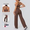 European & American Cross-Back Nude Feel Bra with Casual Wide-Leg Pants Fitness Yoga Set for Women
