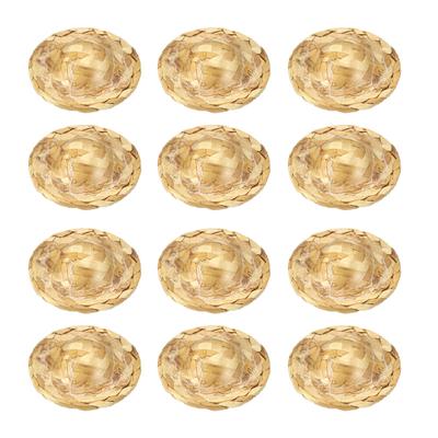 PATIKIL 12-Pack Mini Straw Hats, 1.6-inch Knitted Miniature Straw Hats for Dollhouses, Cute Mini Cowboy Hats, DIY Crafts, Costumes, Decorations,