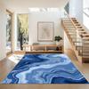 Sophisticated Dark Blue Floral Motif Rug Ideal For Minimalist Lovers Art Enthusiasts And Modern Urban Home Decoration