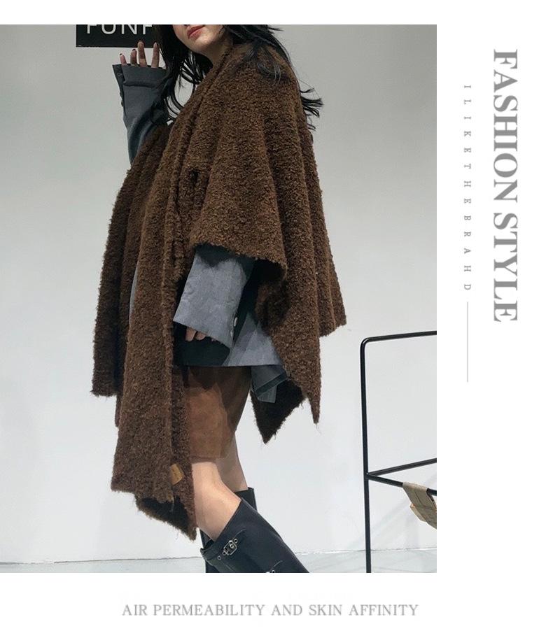 High-End Wool Knit Cape: Cozy Autumn/Winter Solid Color Shawl Coat