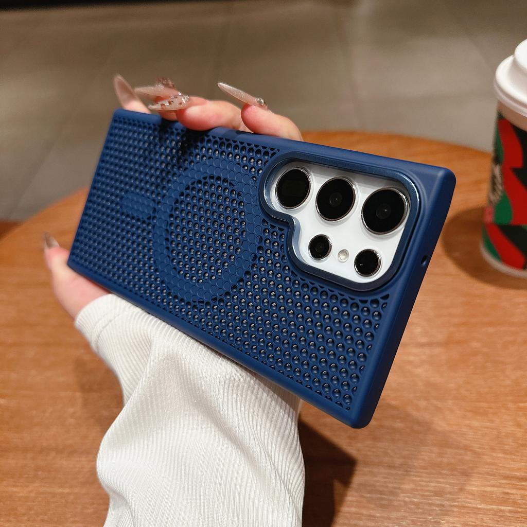 Honeycomb Mesh Cooling Suitable for Samsung S25 Ultra Skin Sensitive Magnetic Suction Mobile Phone Case S24 Ultra Anti Brush and Anti Fall Case