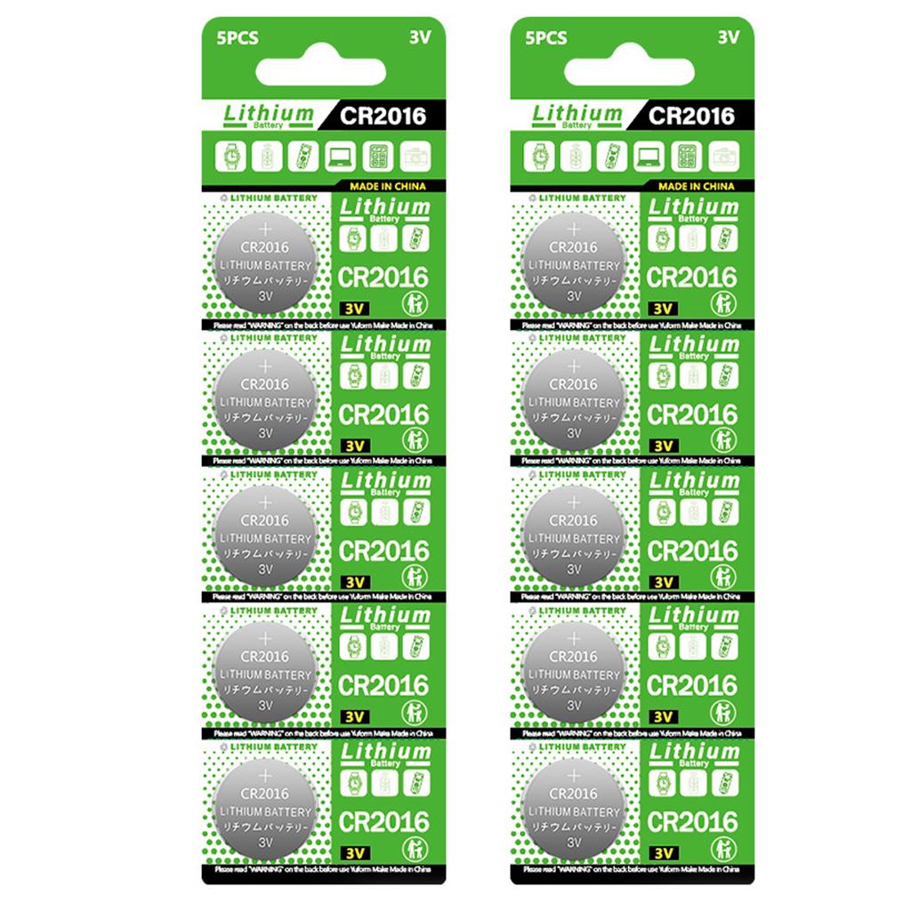 Pack of 10pcs CR2016 Lithium Coin Batteries 3V for Watch Electronic Scales and Thermometers Leak Proof Designing