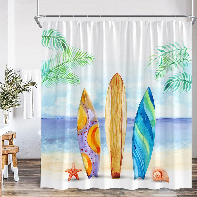 Vintage Camping Shower Curtains Abstract Mountain Camper Forest Scenery Polyester Fabric Home Bathroom Curtain Decor with Hooks