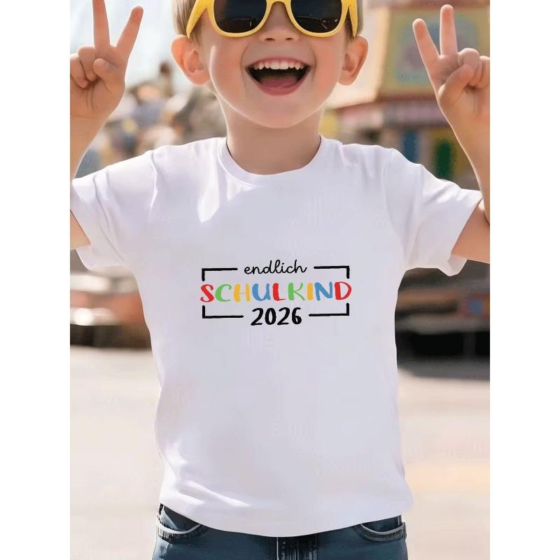 Boys Crewneck T-Shirt, Endlich School 2026 Graphic 110 белый