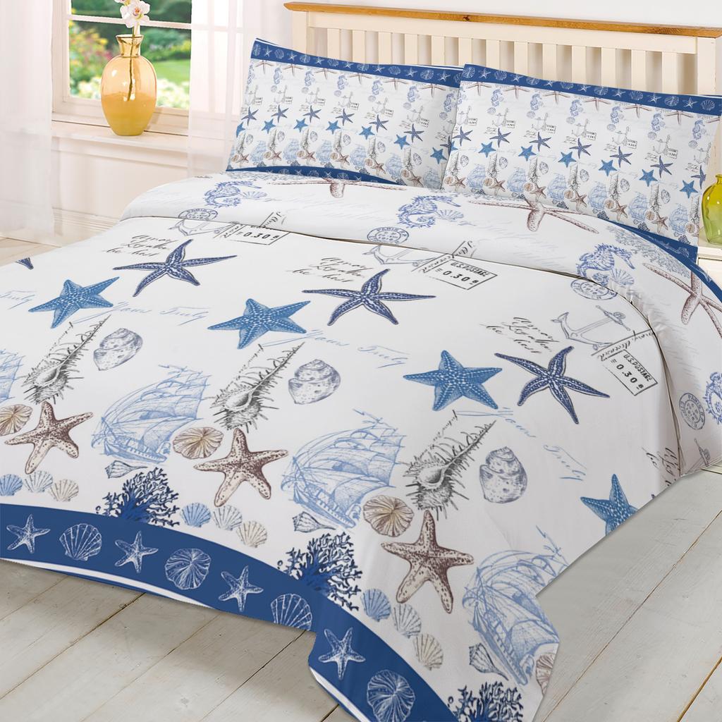 Ocean Starfish Coral Vessel Shell Duvet Cover With Pillow Case Custom 3Pcs Bedding Set Quilt Cover Double Bed Home Textile