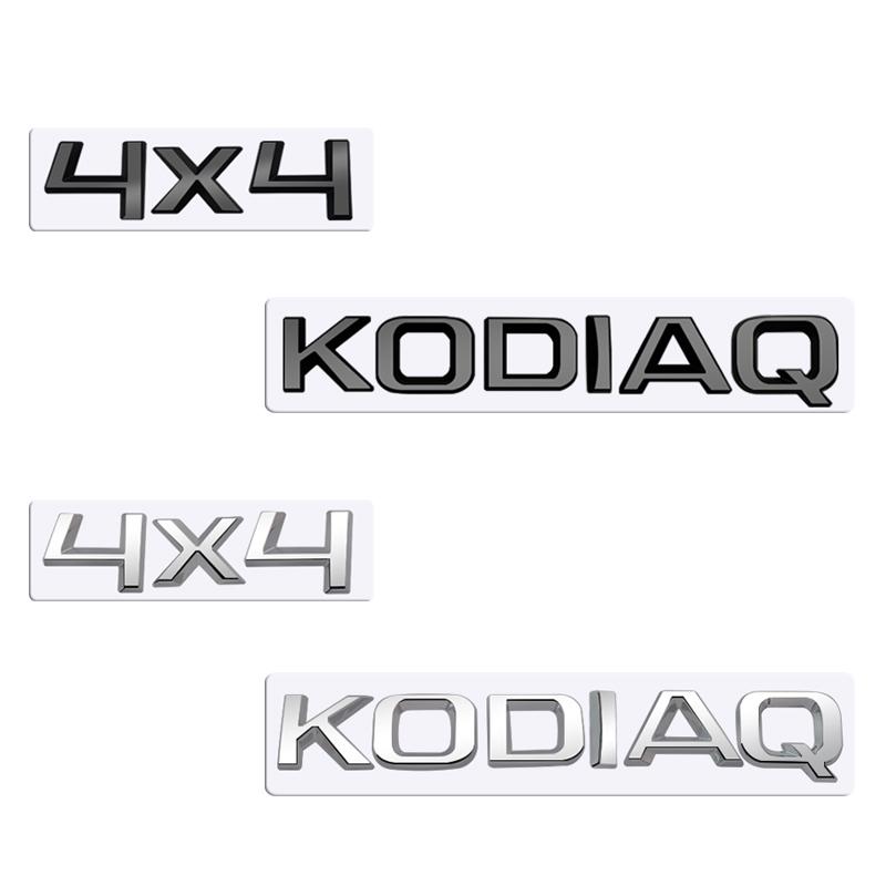 JBIW9 MetaL 3D Badge Logo Car Rear Trunk Body Sticker Letter Emblem For Skoda KODIAQ 4X4 Accessories Glossy Black Matte black
