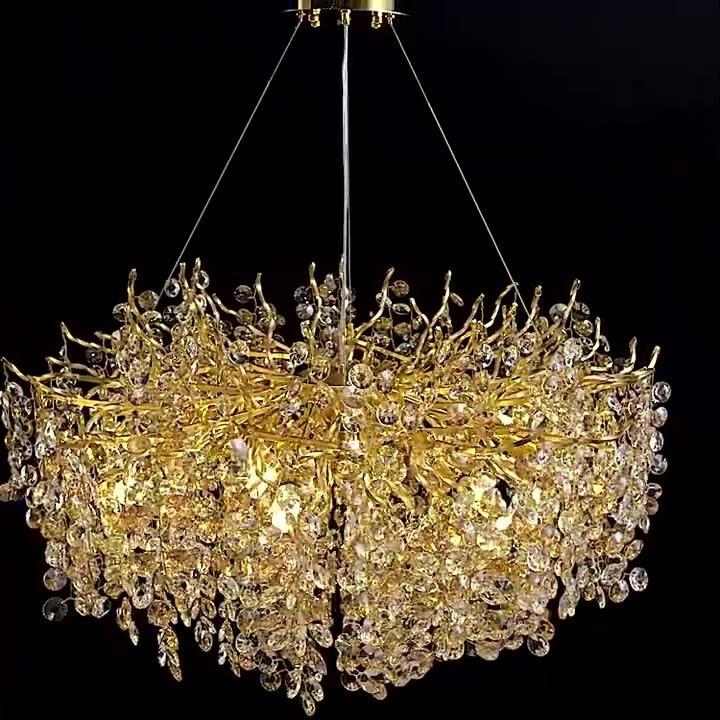 Villa Crystal Branch Chandelier: Elegant American French Luxury for Grand Living Rooms and Halls