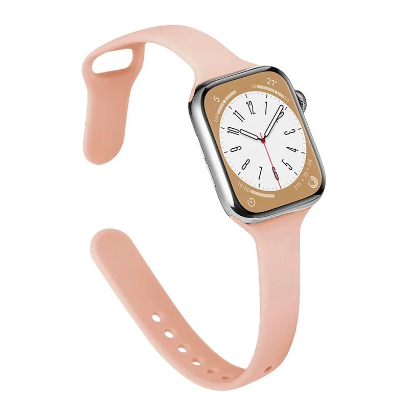 Slim Strap for Apple Watch Band 44mm 40mm 38mm 42mm Ultra 49mm Silicone Bracelet Correa iWatch Series 6 Se 5 4 3 7 8 45mm 41mm