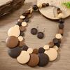 Gioielli Africani Bohemien Colorati Geometrici Rotondi Perline di Legno Collana di Perline Fatta a Mano E Orecchini Accessori da Festa da Donna
