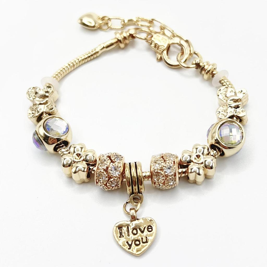 18K Gold-Plated Alloy Bracelet for Women - Charming Gold Flower Crystal Zircon Punk Valentine's Day Gift