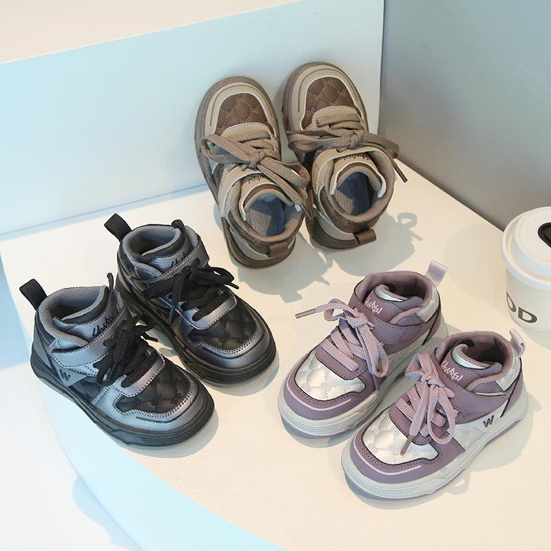 Kinder Sportschuhe 2025 Frühling und Herbst neue Jungen Freizeitschuhe High-Top Mädchen Brotschuhe Weichsohlen Babyschuhe