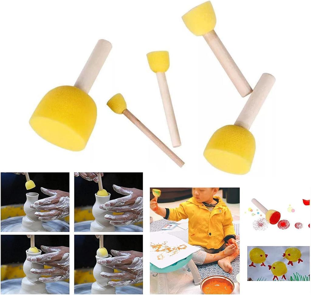 5 Größen Schaumpinsel Schwammpinsel Runder Schwamm Stippler Malwerkzeuge Runde Schwämme Pinsel für Kinder Graffiti Kunsthandwerk DIY Malen