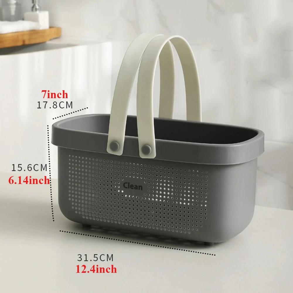 Plastic Storage Basket with Silicone Handles Large Capacity Clothes Organizer for Shower Room Bathroom Washhouse Bathroom Basket