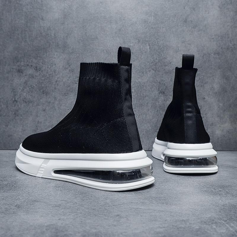 

Новые туфли для мужчин, дышащие трикотажные повседневные туфли-носки, спортивная обувь на плоской подошве с воздушной подушкой, молодежные уличные трендовые туфли-лоферы без застежек 43 чёрный