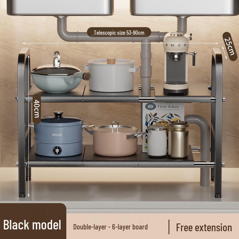Organisateur rétractable sous l'évier: Étagère à ustensiles de cuisine et panier de rangement multicouches