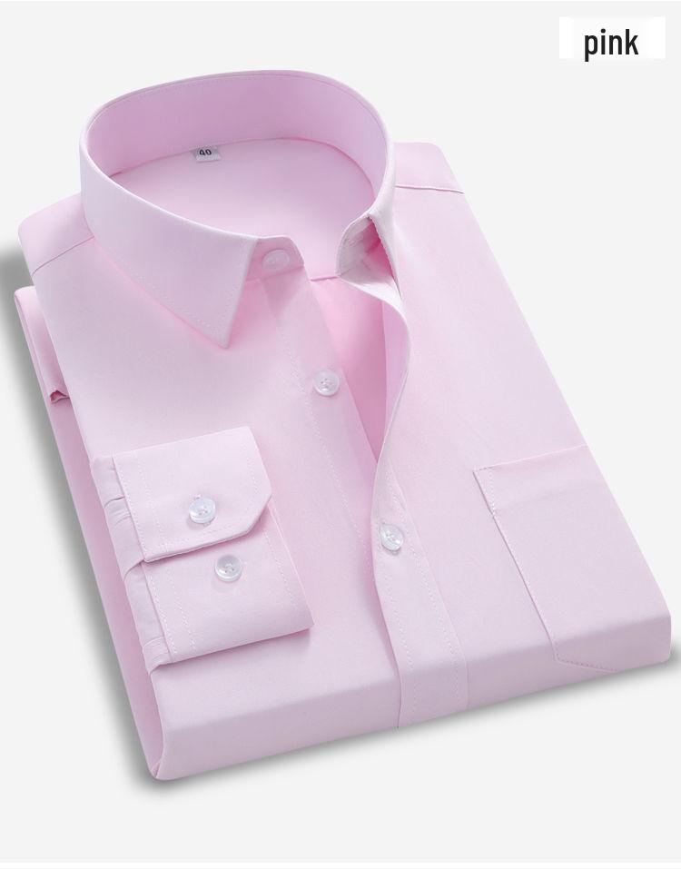 Men's Blue Long-Sleeve Business Shirt - Spring/Autumn Professional Workwear with Pocket Style