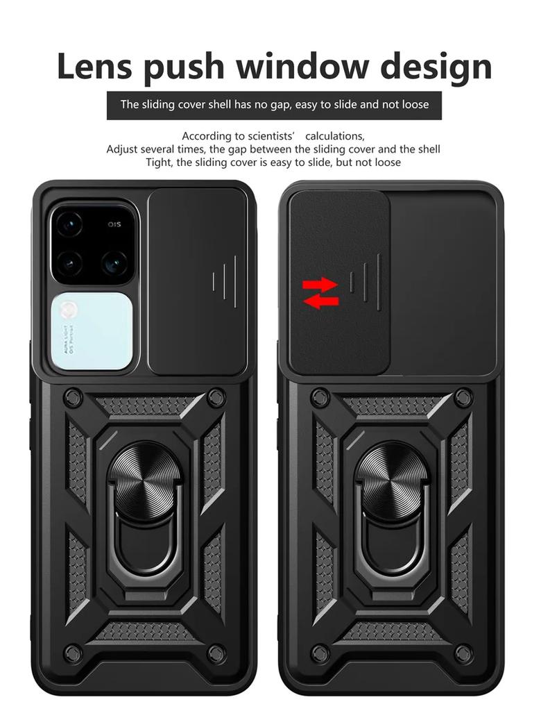 Armor Slide Camera Funda For Vivo V30 Pro 5G Case Magnetic Ring Stand Cover For Vivo V30E V 30 E VivoV30 V30Pro 5G Protect Coque