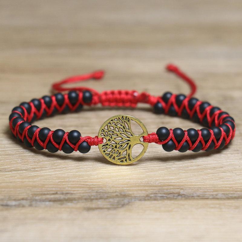 African Turquoise Tree of Life Bracelet – Handwoven Macramé Boho Jewelry, Grounding Growth Gift for Women