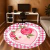 1PC Rose Heart Office Round Area Rug, Under Office Chairs Bedroom Living Room Home Decor,Carpet for Office, -1110292