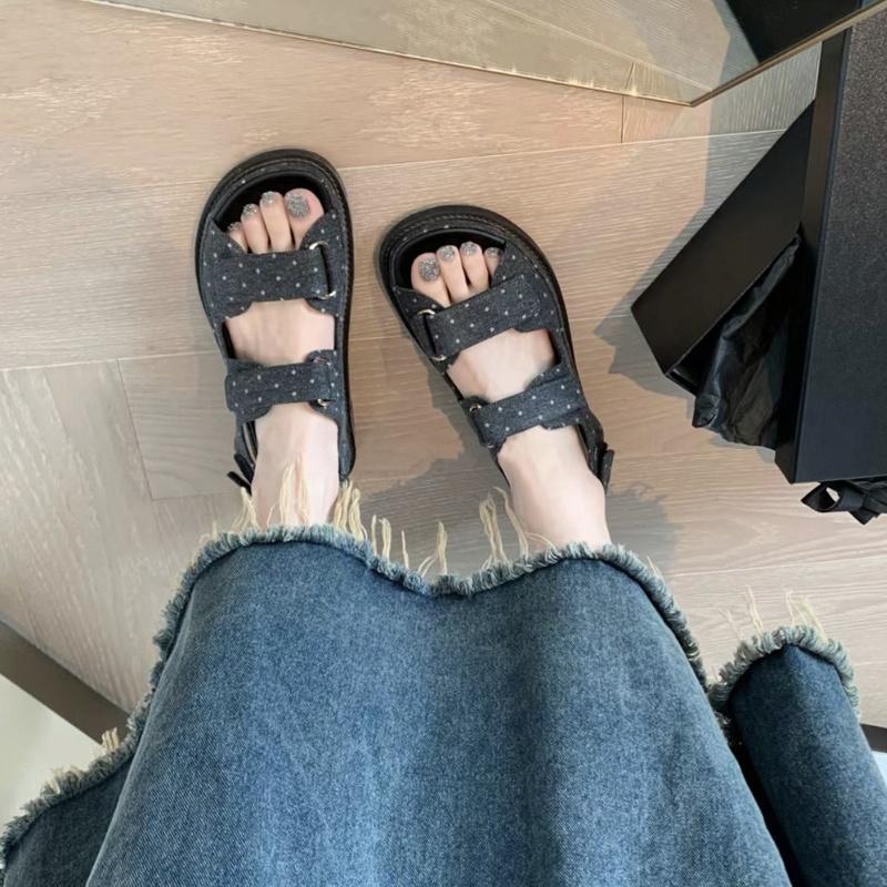 Fashion 2025 Summer Women's Sandals New Comfortable Thick Sole Sandals Round Toe Plaid Open Toe Sports Sandals Wedges Shoes For Women